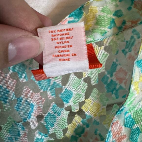 Hearts of Palm Woman Multicolor Semi Sheer Button Up Blouse Rise 24W - Picture 6 of 6